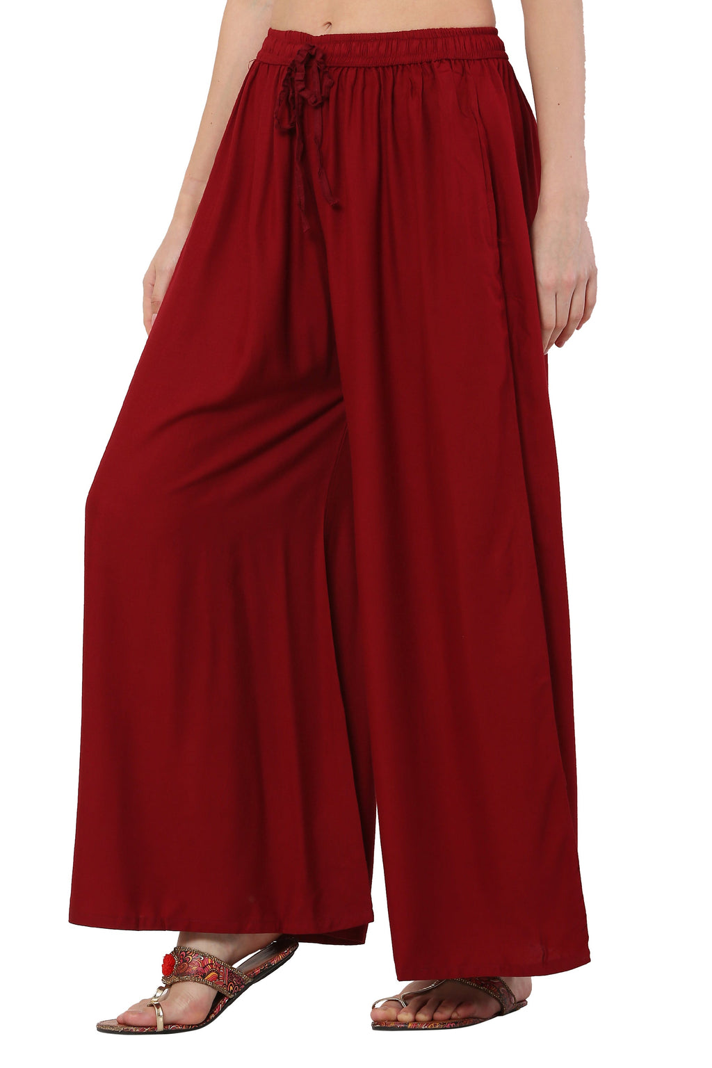 PAVONINE Maroon Color Rayon Fabric Jumbo Sharara For Women - Distacart