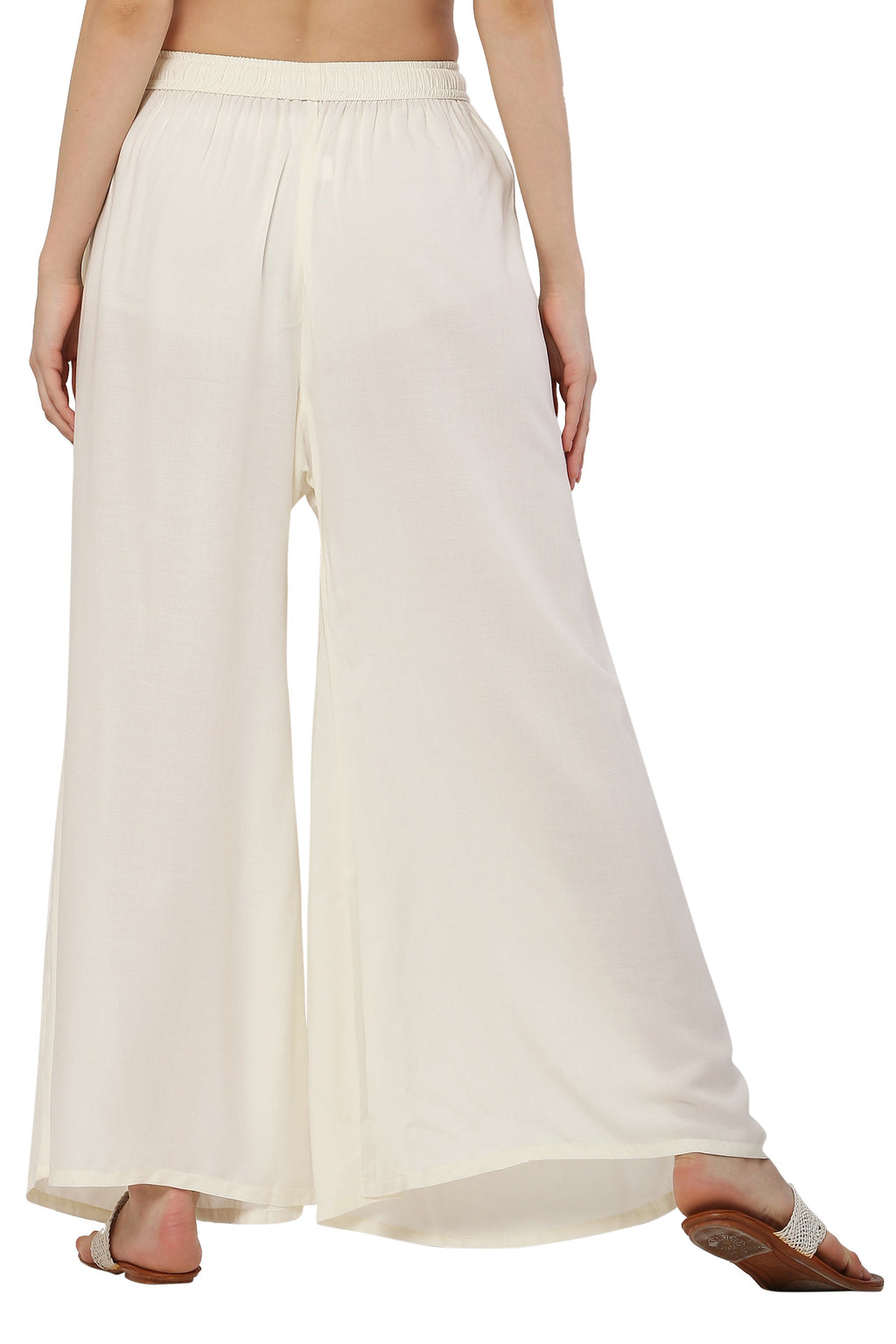 PAVONINE Off White Color Rayon Fabric Jumbo Sharara For Women - Distacart