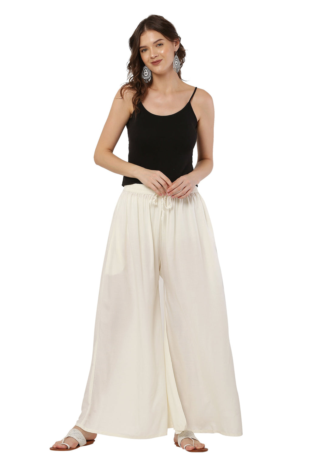PAVONINE Off White Color Rayon Fabric Jumbo Sharara For Women - Distacart