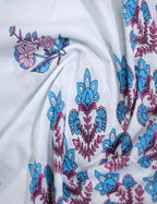 White And Cloud Blue Printed Cotton Sareecotton Saree-C569 By Gayathri Reddy Designer Studio