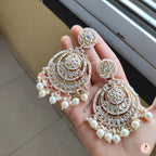 Tehzeeb Creations Gold-Polished Traditional Chandbali Drop Kundan & Pearl Earring For Women - Distacart