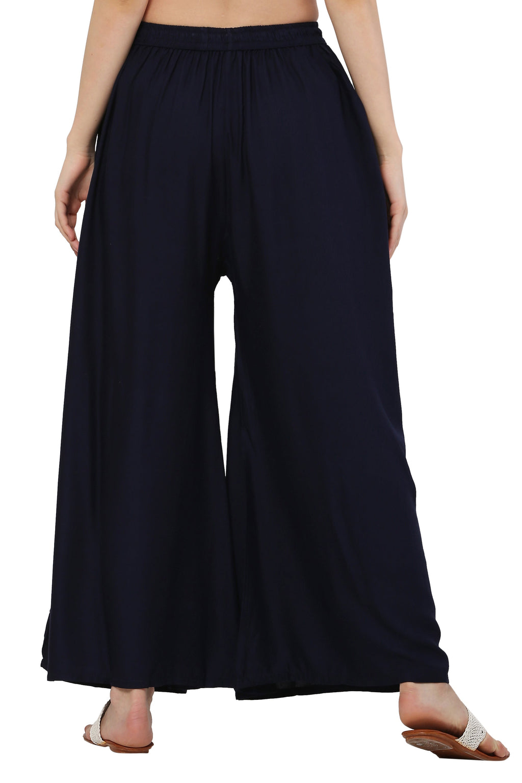 PAVONINE Navy Blue Color Rayon Fabric Jumbo Sharara For Women - Distacart