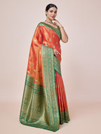 Monjolika Fashion Glamour And Tradition With This Zari Woven Banarasi Tissue Silk Orange Saree - Distacart