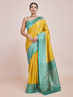 Monjolika Fashion Glamour And Tradition With This Zari Woven Banarasi Tissue Silk Yellow Saree - Distacart