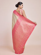 Monjolika Fashion Glamour And Tradition With This Zari Woven Banarasi Tissue Silk Cream Saree - Distacart