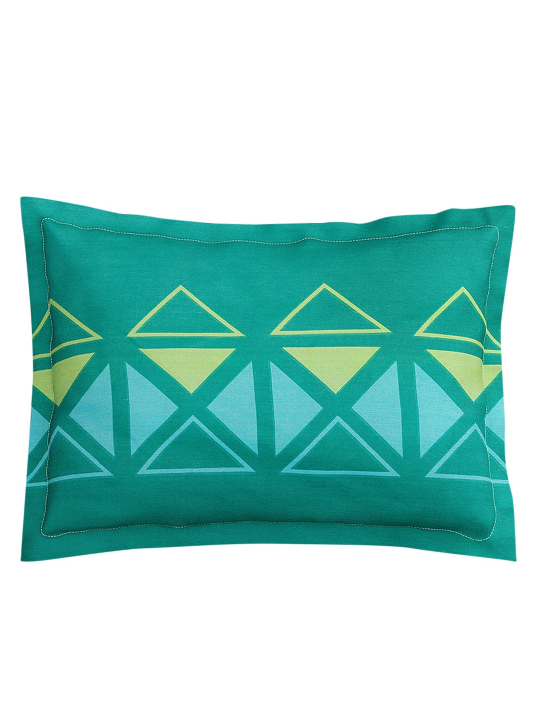 SEJ by Nisha Gupta Off-White Geometric Flat 144 TC 1 Double Bedsheet 2 Pillow Covers - Distacart