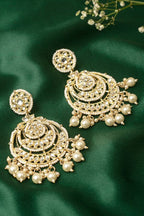 Tehzeeb Creations Gold-Polished Traditional Chandbali Drop Kundan & Pearl Earring For Women - Distacart