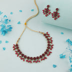 Tehzeeb Creations Gold Polish Pack of 1 Gold-Polished Choker Necklace Set With Earring For Women & Girls
