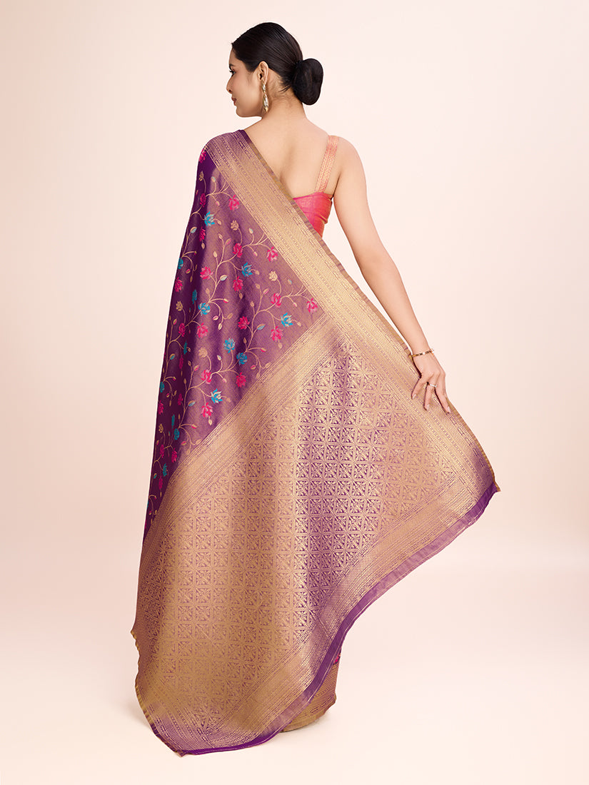 Monjolika Fashion Exquisite Designs With This Regal Light Brown Rich Look Banarasi Tissue Silk Saree - Distacart