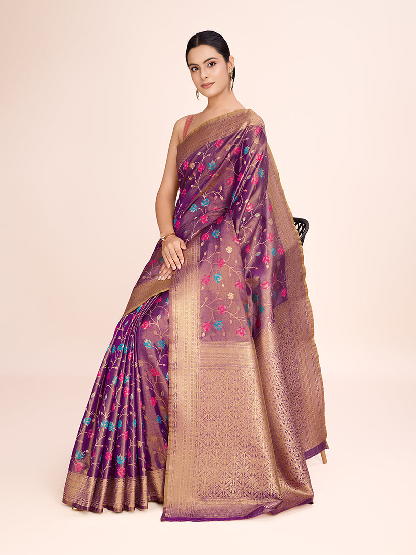 Monjolika Fashion Exquisite Designs With This Regal Light Brown Rich Look Banarasi Tissue Silk Saree - Distacart