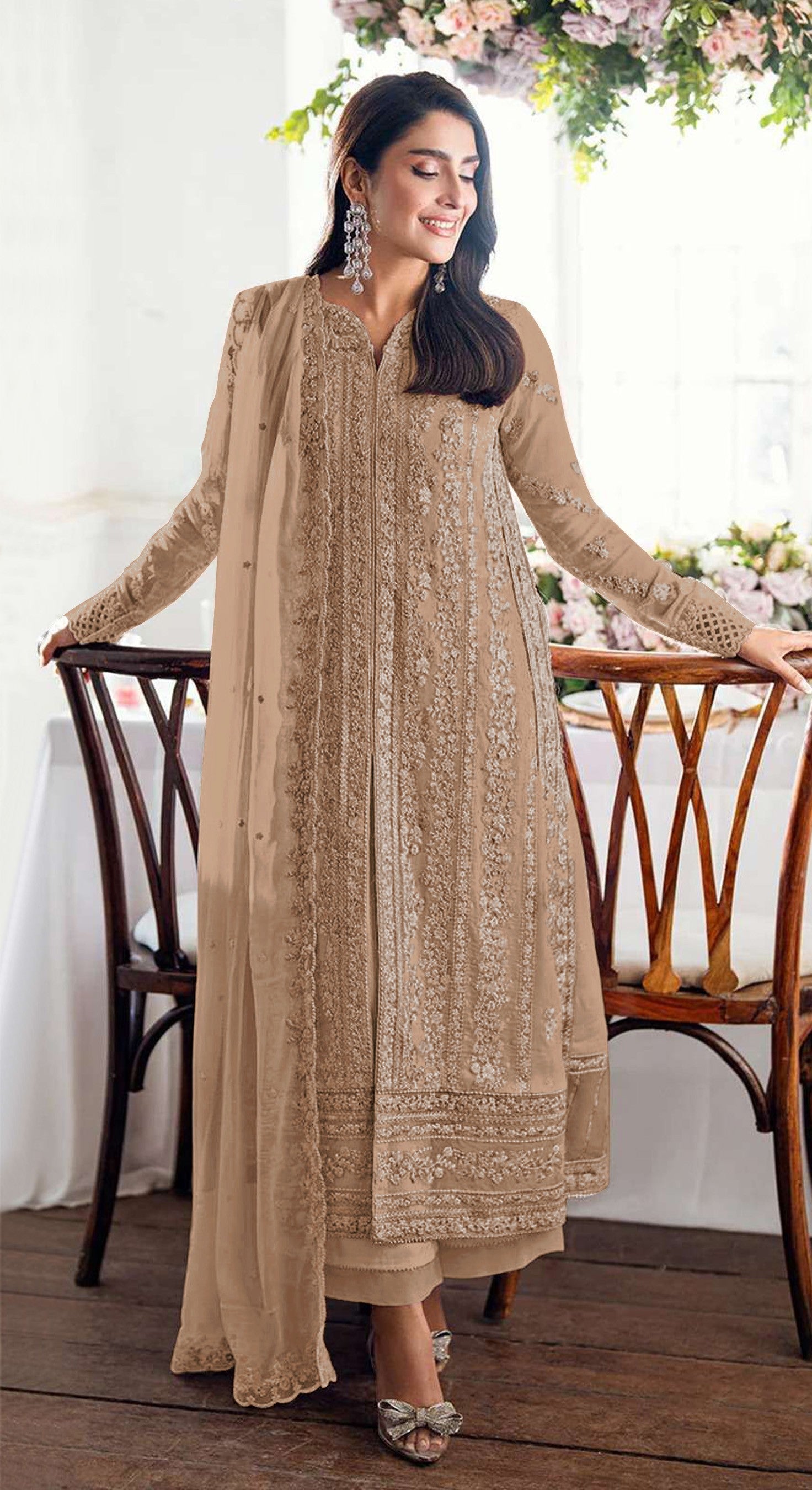 Anaita Chiku Fox Georgette Suit With Embroidery Sequence & Khatli Work - Distacart
