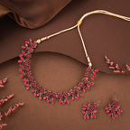 Tehzeeb Creations Gold Polish Pack of 1 Gold-Polished Choker Necklace Set With Earring For Women & Girls
