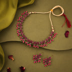 Tehzeeb Creations Gold Polish Pack of 1 Gold-Polished Choker Necklace Set With Earring For Women & Girls