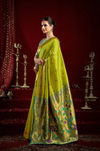 Joban Fashion Mustard Green Paithani Silk Blend Butti Saree - Distacart