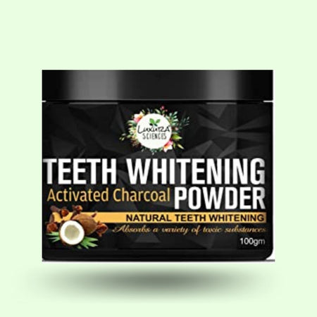 Luxura Sciences Carbon White Activated Charcoal Powder Teeth Whitening Powder with Clove, Mint Extracts
