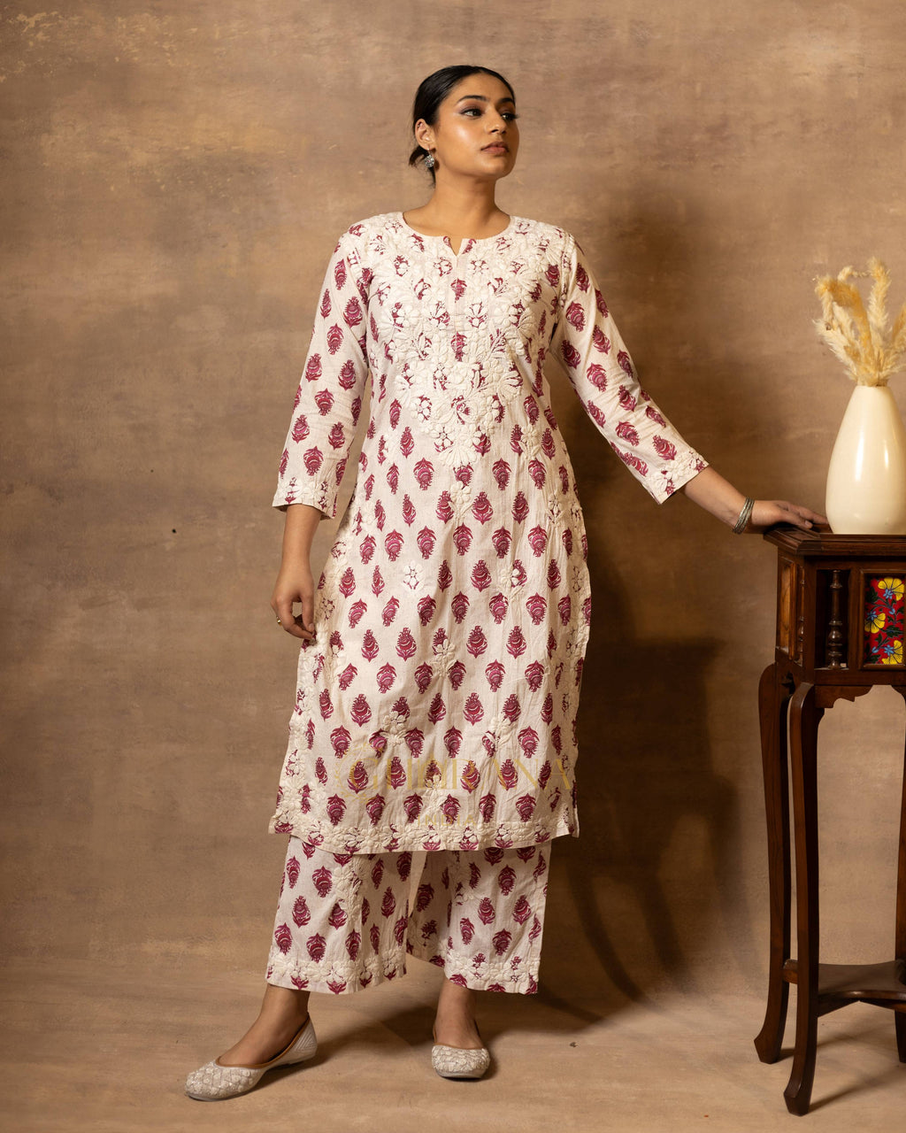 Gharana India Cotton Coord Floral Printed Kurta With Palazzo Set - Distacart