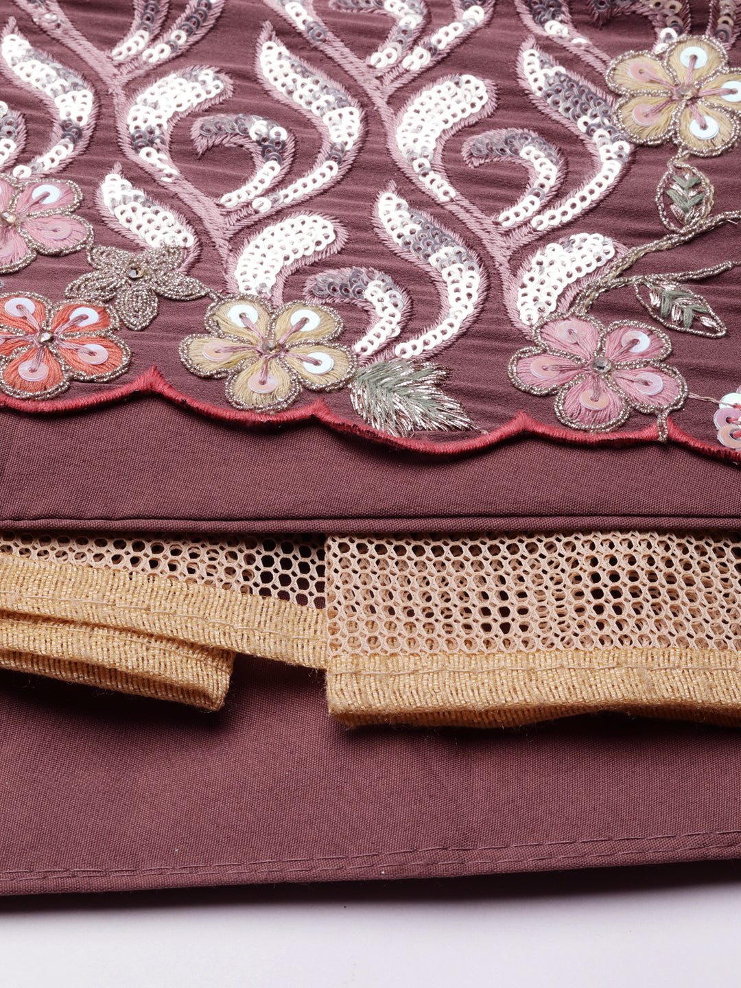 House of Panchhi Rose Gold Chinon Sequins Embroidery Lehenga Choli & Dupatta