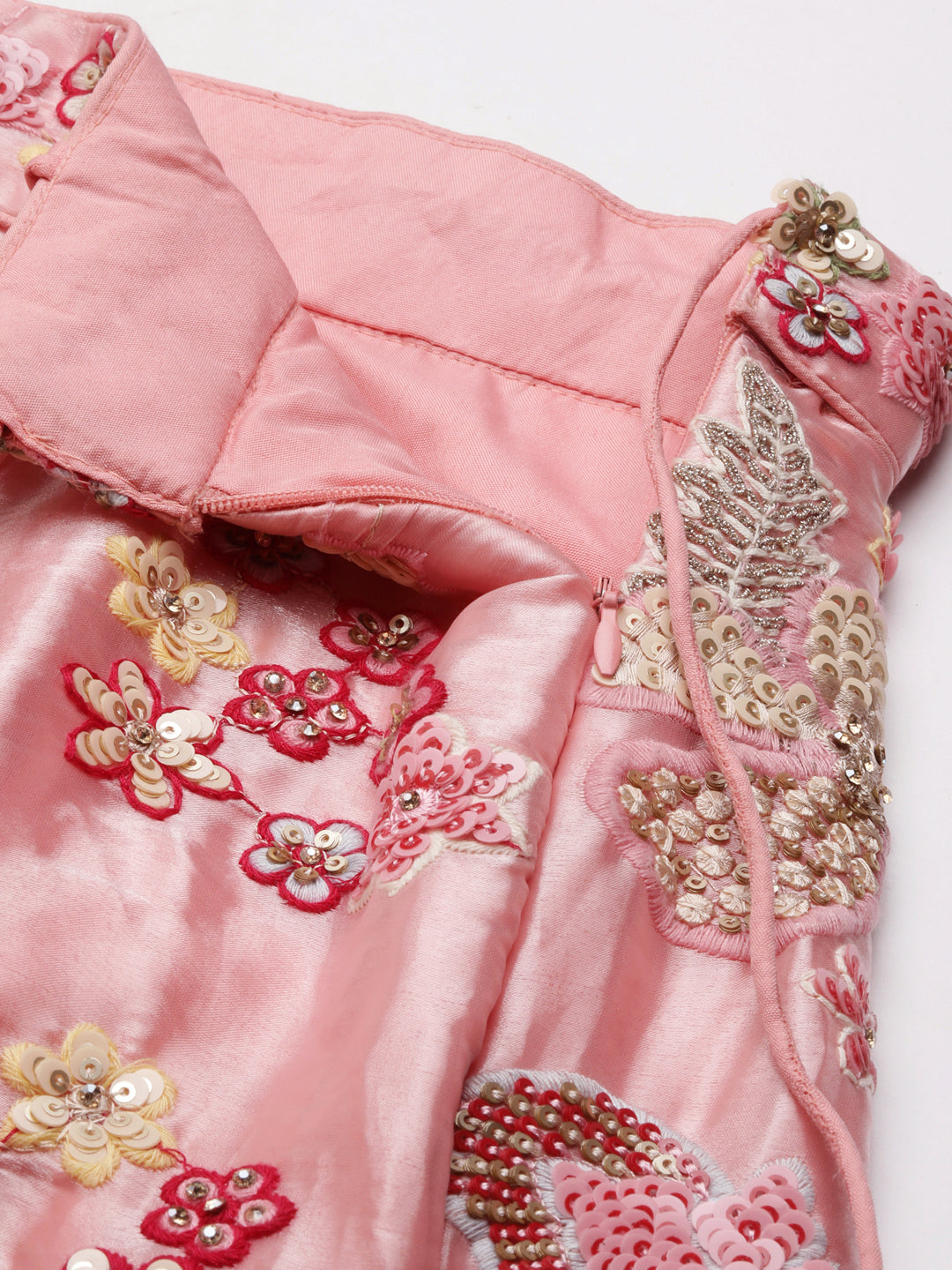 House of Panchhi Pink Organza Sequins And Zarkan Embroidery Lehenga Choli & Dupatta