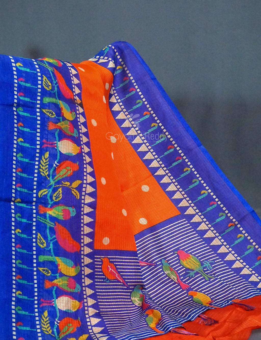 Dark Orange Colour With All Over Buttes Semi Silk Kota Saree By Gayathri Reddy Designer Studio