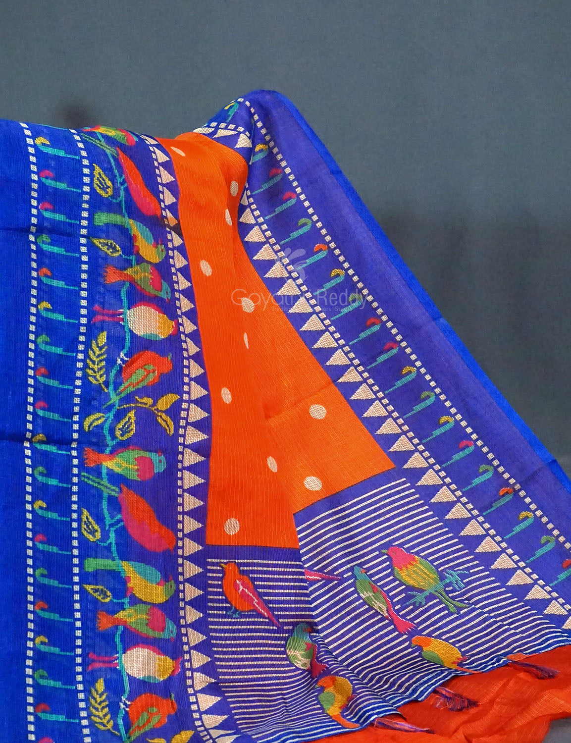 Dark Orange Colour With All Over Buttes Semi Silk Kota Saree By Gayathri Reddy Designer Studio