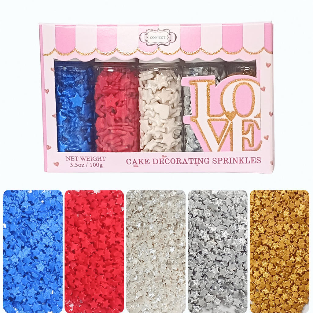 confect edible patriotic sprinkles mix blue red silver white gold sprinkles mighty hero sprinkles pack of 5 j4 02