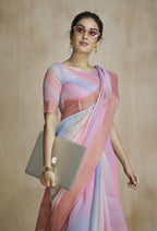 Anaita Pink Fancy Fabric With Digital Print Saree With Blouse - Distacart
