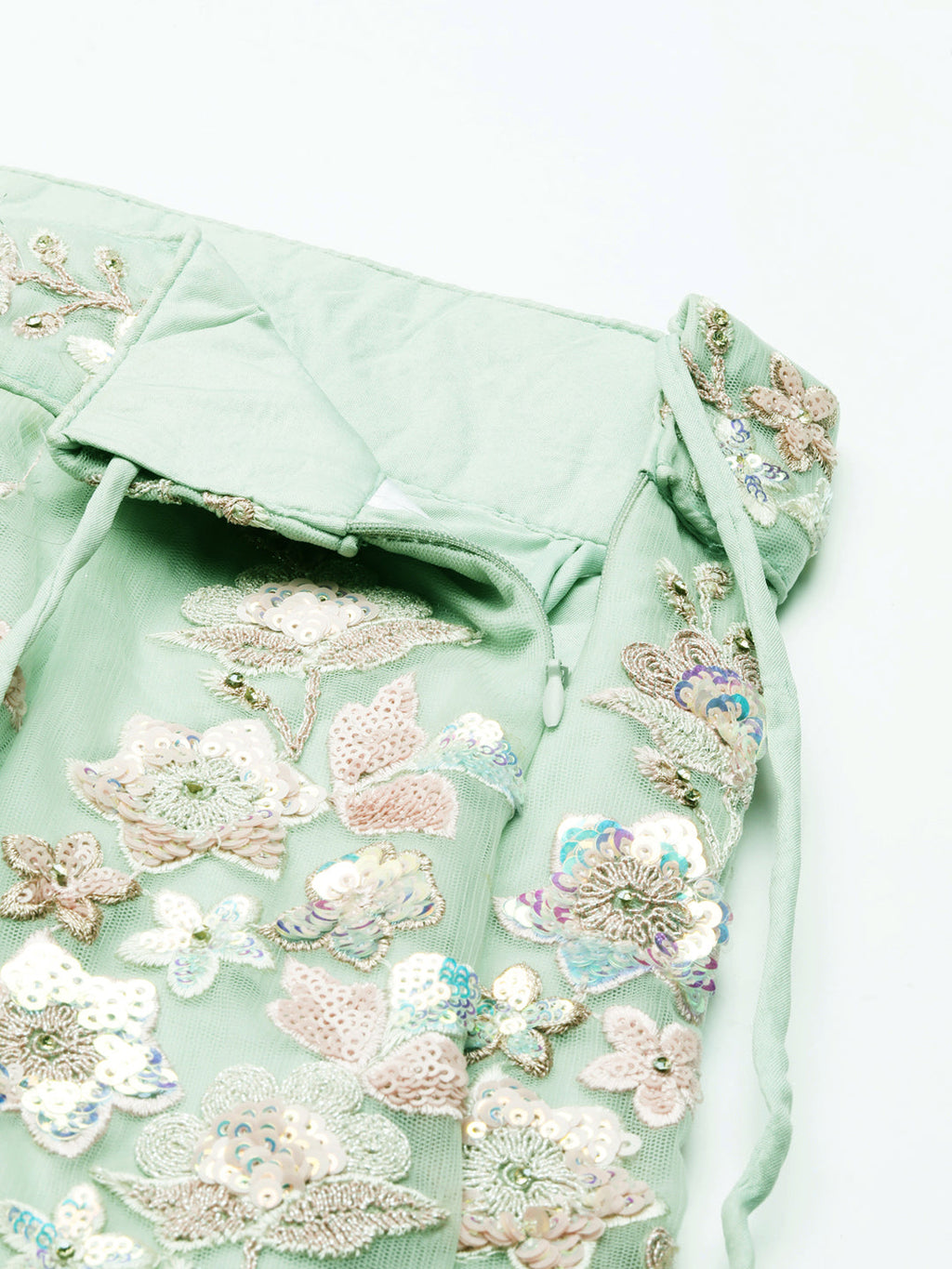 House of Panchhi Lime Green Net Sequins with heavy Zarkan embroidery Lehenga choli & Dupatta