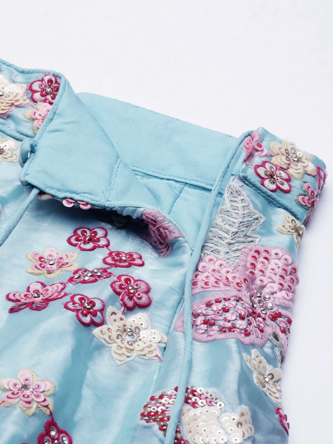 House of Panchhi Turquoise Blue Organza Sequins And Zarkan Embroidery Lehenga Choli & Dupatta