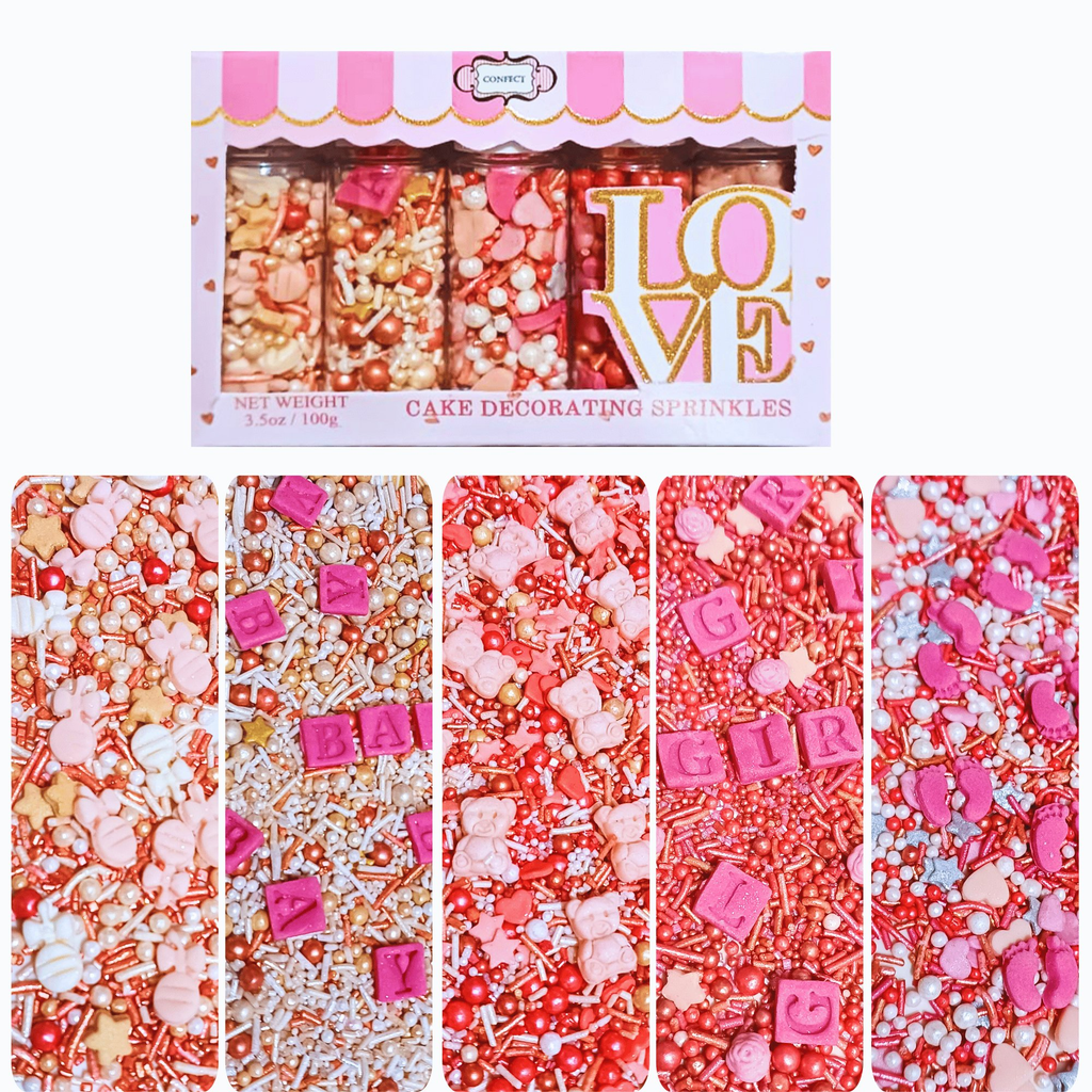 confect girls baby shower sprinkles mix silver gold blush pink sprinkles pack of 5 baby shower 16