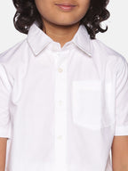 Sethukrishna Boys White Pure Cotton Shirt with Readymade Dhoti