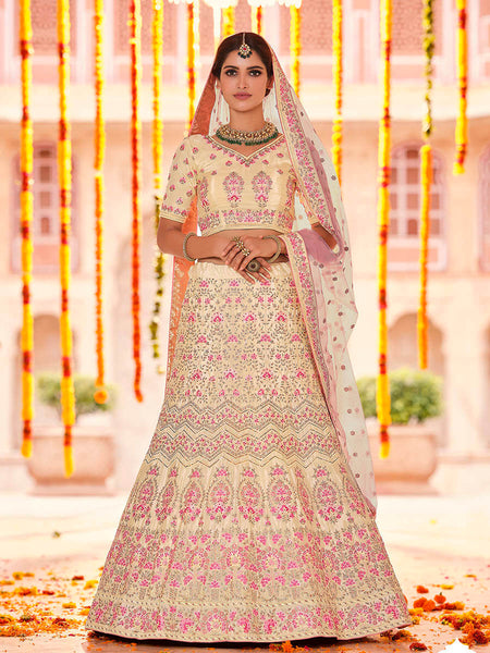 Myra Yellow Crepe Embroidered Designer Lehenga