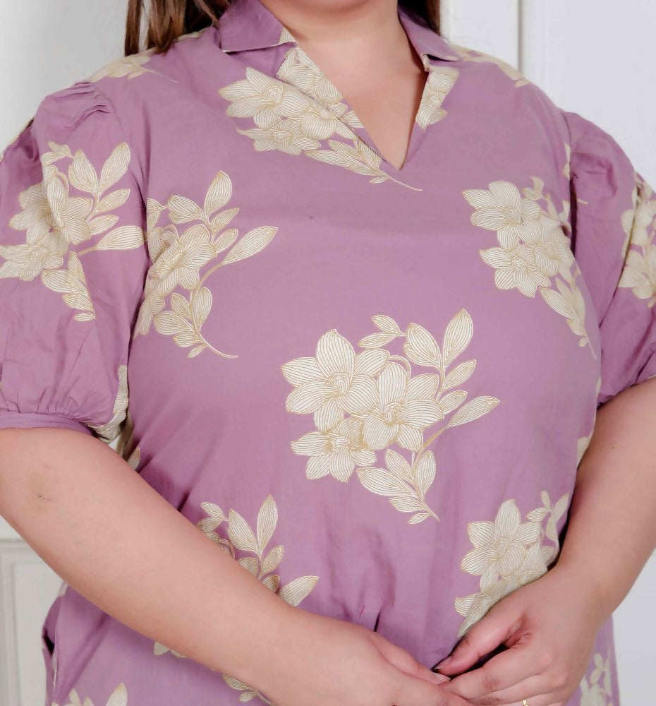 Miravan Plus Size Womens Lavender Floral Printed A-Line Maxi Dress - Distacart