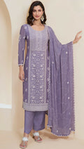 Anaita Purple Chinon Embroidered Thread Work Stitched Salwar Suit - Distacart