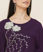 Women Republic Purple Assmetrical Kurta With Cowl Dhoti - Distacart