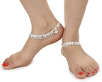 AanyaCentric Silver Plated White Metal Payal Indian Traditional Ethnic Fashion Imitation Jewellery Foot Chain