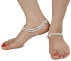 AanyaCentric Silver Plated White Metal Payal Indian Traditional Ethnic Fashion Imitation Jewellery Foot Chain - Distacart
