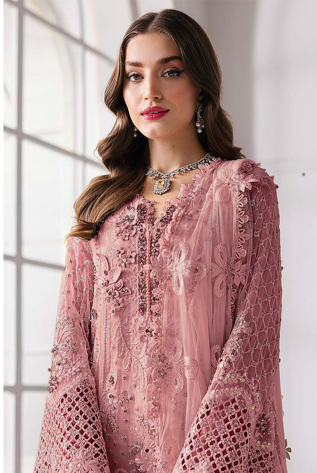 Anaita Peach Fox Georgette Suit With Khatli & Sequence Work - Distacart