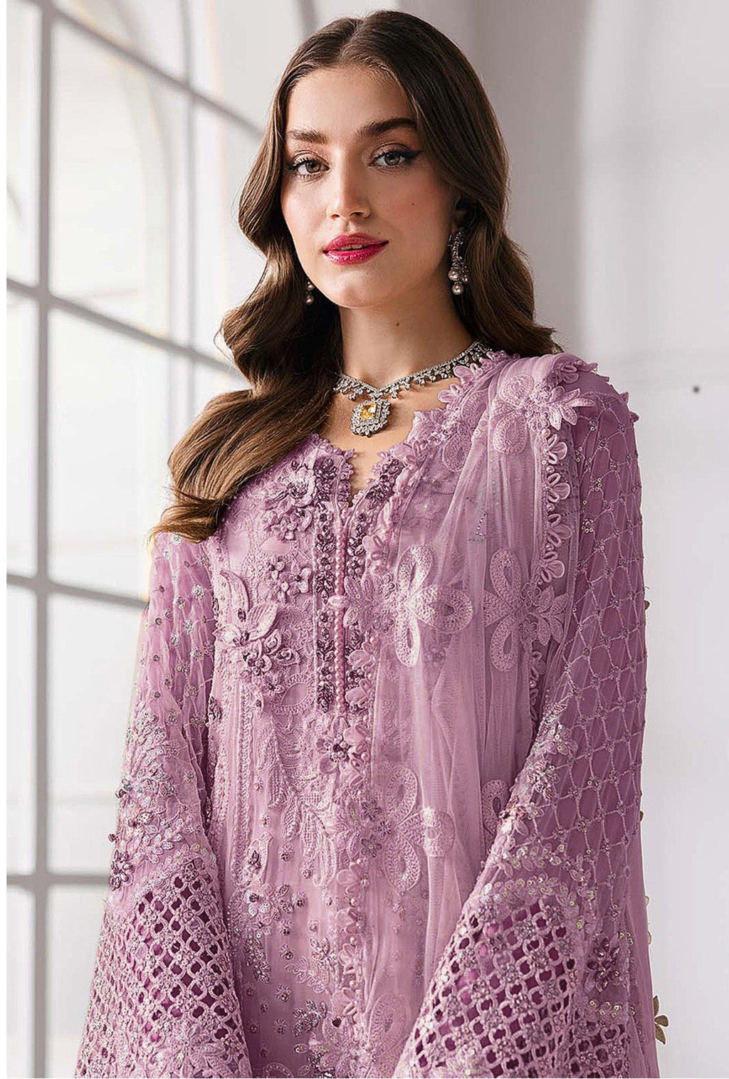 Anaita Purple Fox Georgette Suit With Khatli & Sequence Work - Distacart