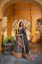 Lorenvalley Fashion Black Tasar Silk Iconic Sparkle with Lace Border Lehenga Choli with Dupatta - Distacart