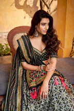 Lorenvalley Fashion Black Tasar Silk Iconic Sparkle with Lace Border Lehenga Choli with Dupatta - Distacart