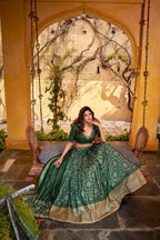 Lorenvalley Fashion Green Tasar Silk Iconic Sparkle with Lace Border Lehenga Choli with Dupatta - Distacart