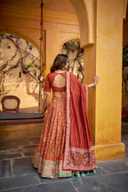 Lorenvalley Fashion Orange Tussar Silk Iconic Sparkle With Lace Border Lehenga Choli with Dupatta - Distacart
