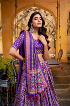 Lorenvalley Fashion Purple Tasar Silk Iconic Sparkle with Lace Border Lehenga Choli with Dupatta - Distacart