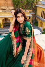Lorenvalley Fashion Green Vichitra Silk Sequins and Thread Embroidery Work Lehenga Choli with Dupatta - Distacart