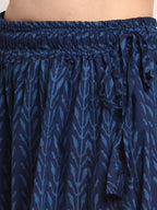 TAG 7 Women Navy Blue Ethnic Motifs Printed Flared Ethnic Palazzos