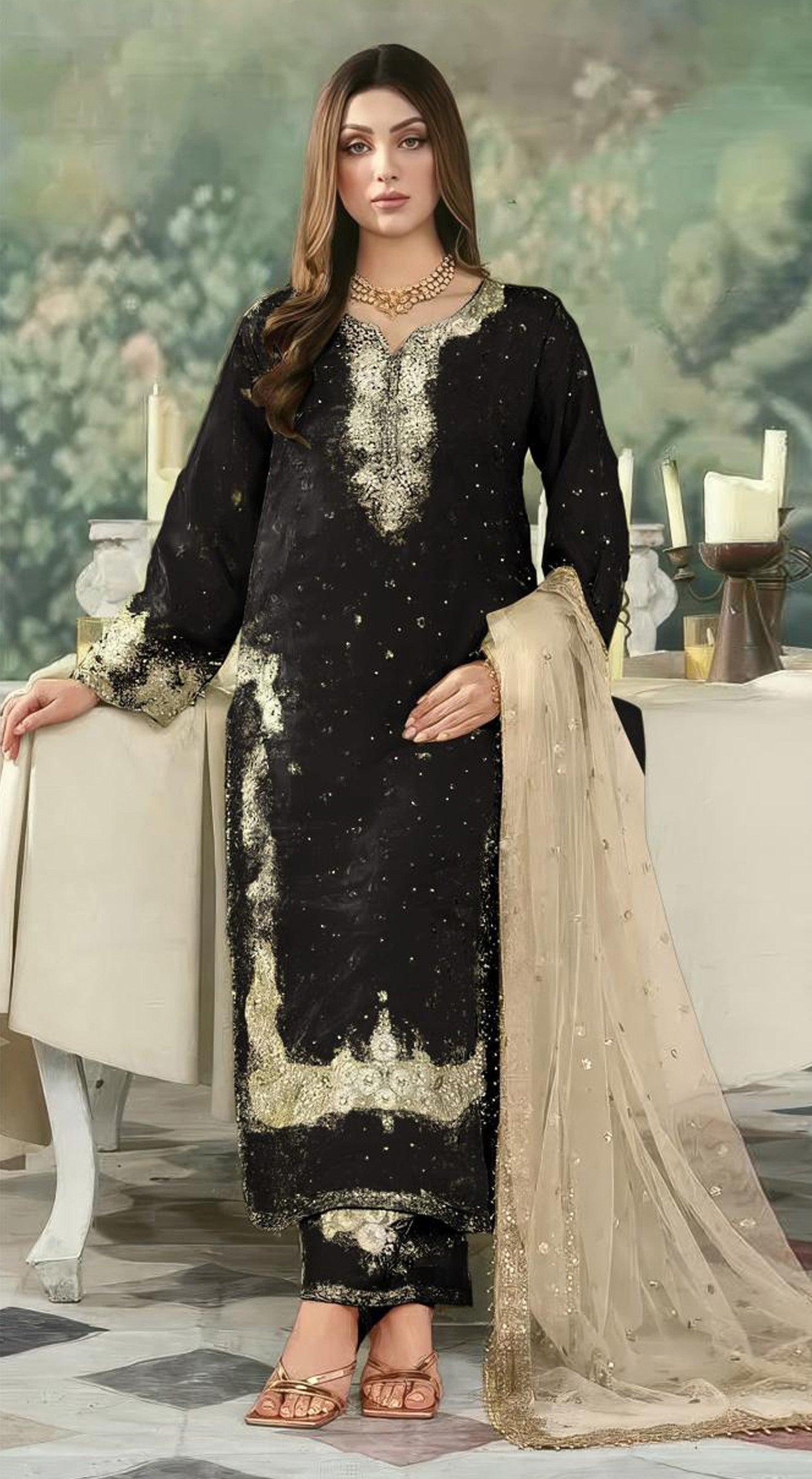 Anaita Black Jimmy Choo Suit With Embroidery & Sequence Work - Distacart