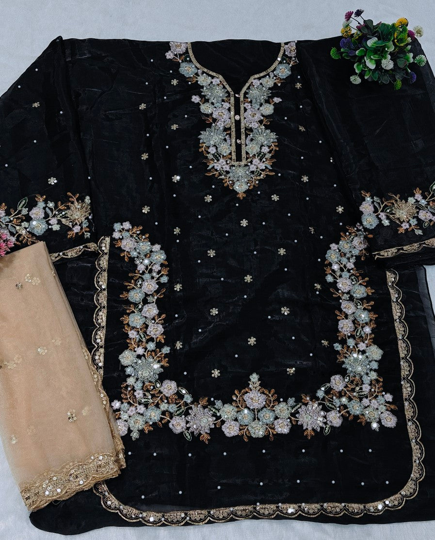 Anaita Black Jimmy Choo Suit With Embroidery & Sequence Work - Distacart