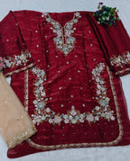 Anaita Maroon Jimmy Choo Suit With Embroidery & Sequence Work - Distacart