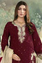Anaita Maroon Jimmy Choo Suit With Embroidery & Sequence Work - Distacart