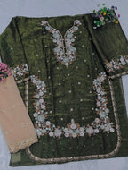 Anaita Mehndi Jimmy Choo Suit With Embroidery & Sequence Work - Distacart